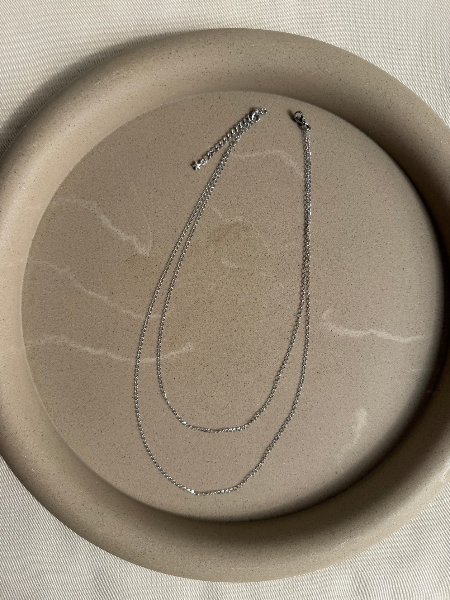 Double Layered Silver Necklace