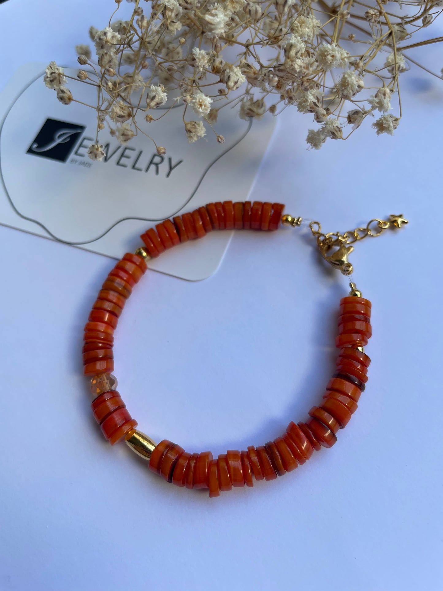 Schelp armband Tigerlily orange