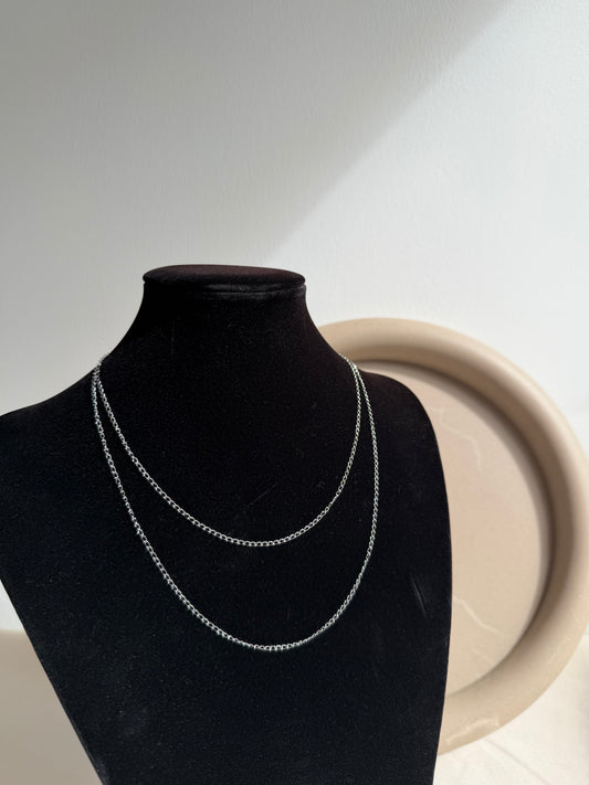 Double Layered Silver Necklace