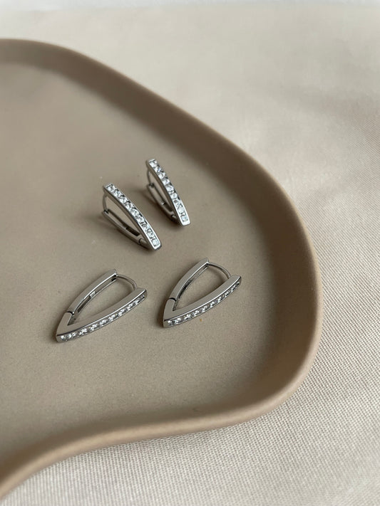 Silver Sparkle V Earrings