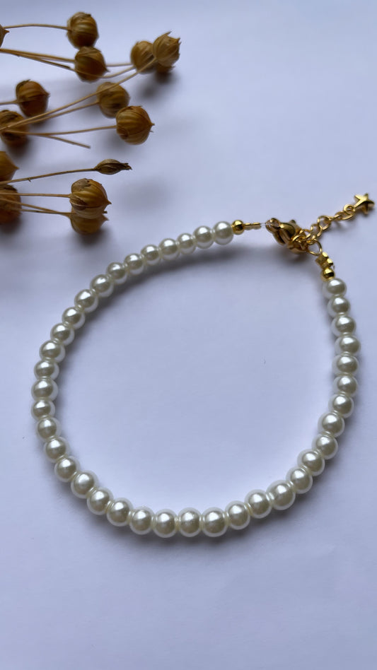 Armband glasparels wit