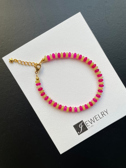 Armband natuursteen green-pink